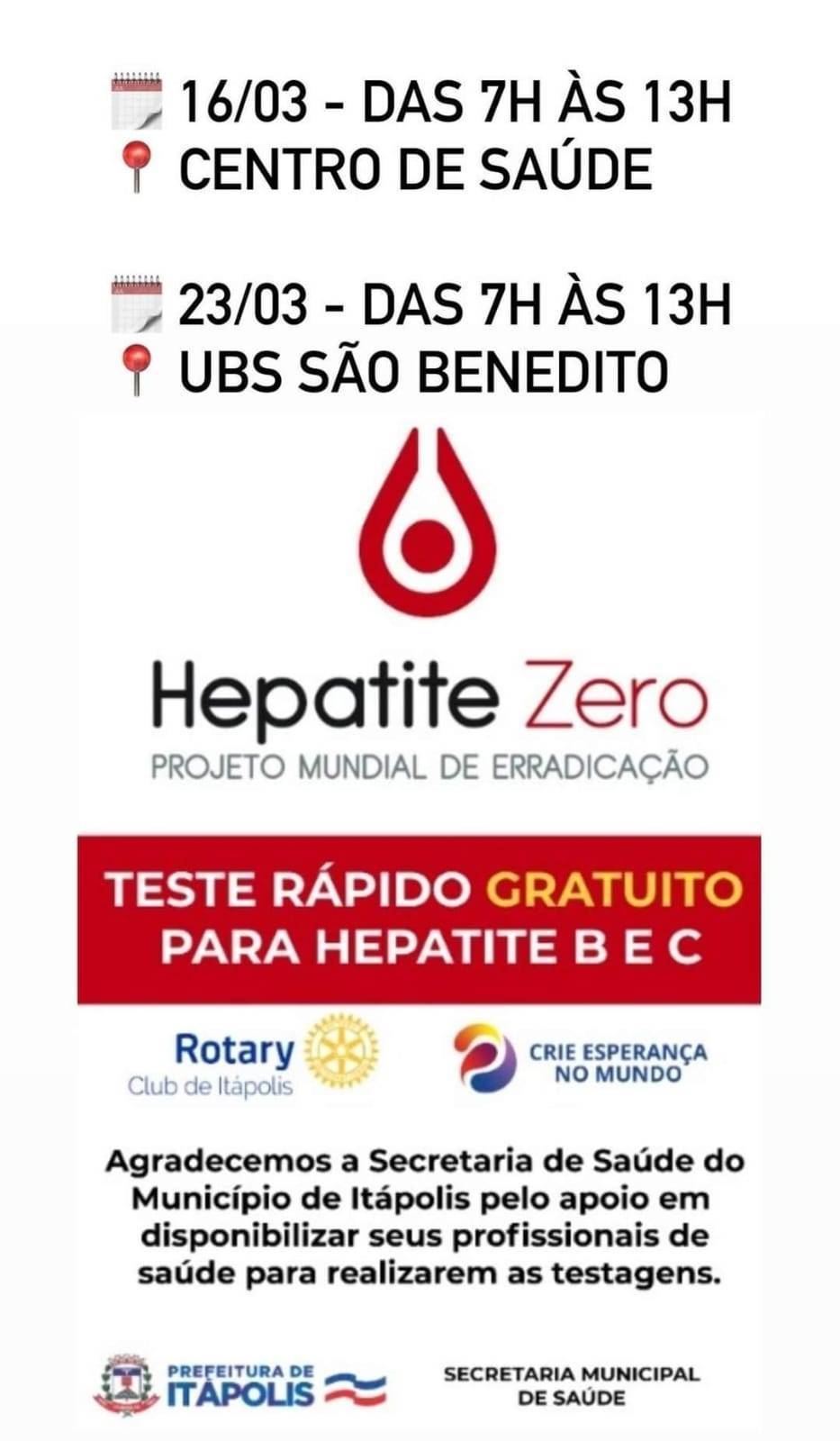 Hepatite Zero em Itápolis 