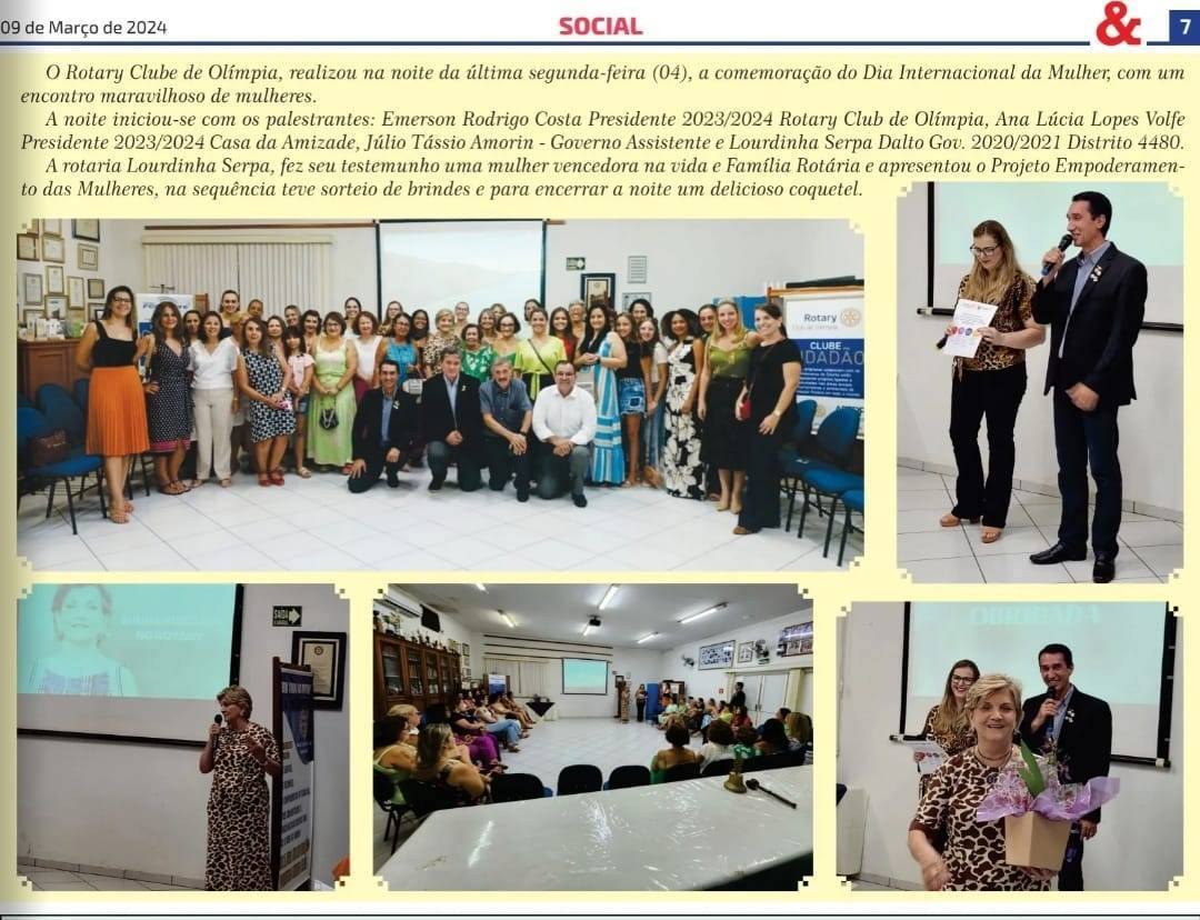 Palestra da Governadora Lourdinha Dalto no Rotary Club de Olímpia