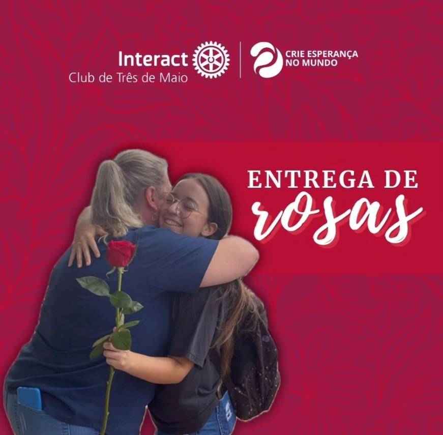 No dia 9 de março, após a reunião ordinária, o Interact Club de Três de Maio realizou a entrega de rosas no centro da cidade em comemoração ao Dia da Mulher! Foi um momento muito especial e gratificante!  Esperamos que o dia mulheres homenageadas tenha ficado mais especial ❤️  #interact #ictmcriandoesperança   #paratodosverem o fundo do post é vermelho e apresenta um padrão de flores em um tom mais claro da mesma cor. no topo pode-se observar a logo do Interact Club de Três de Maio e o lema da gestão 23/24 “Crie Esperança no Mundo”. no canto esquerdo está uma imagem do dia do projeto e no canto direito lê-se “entrega de rosas” em branco em cima de um bloco.