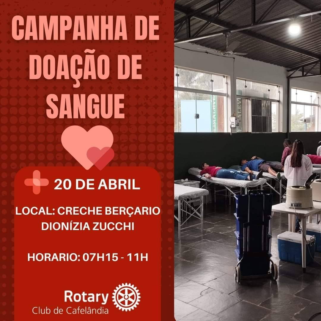 Agende sua doação de sangue pelo Rotary Club de Cafelândia