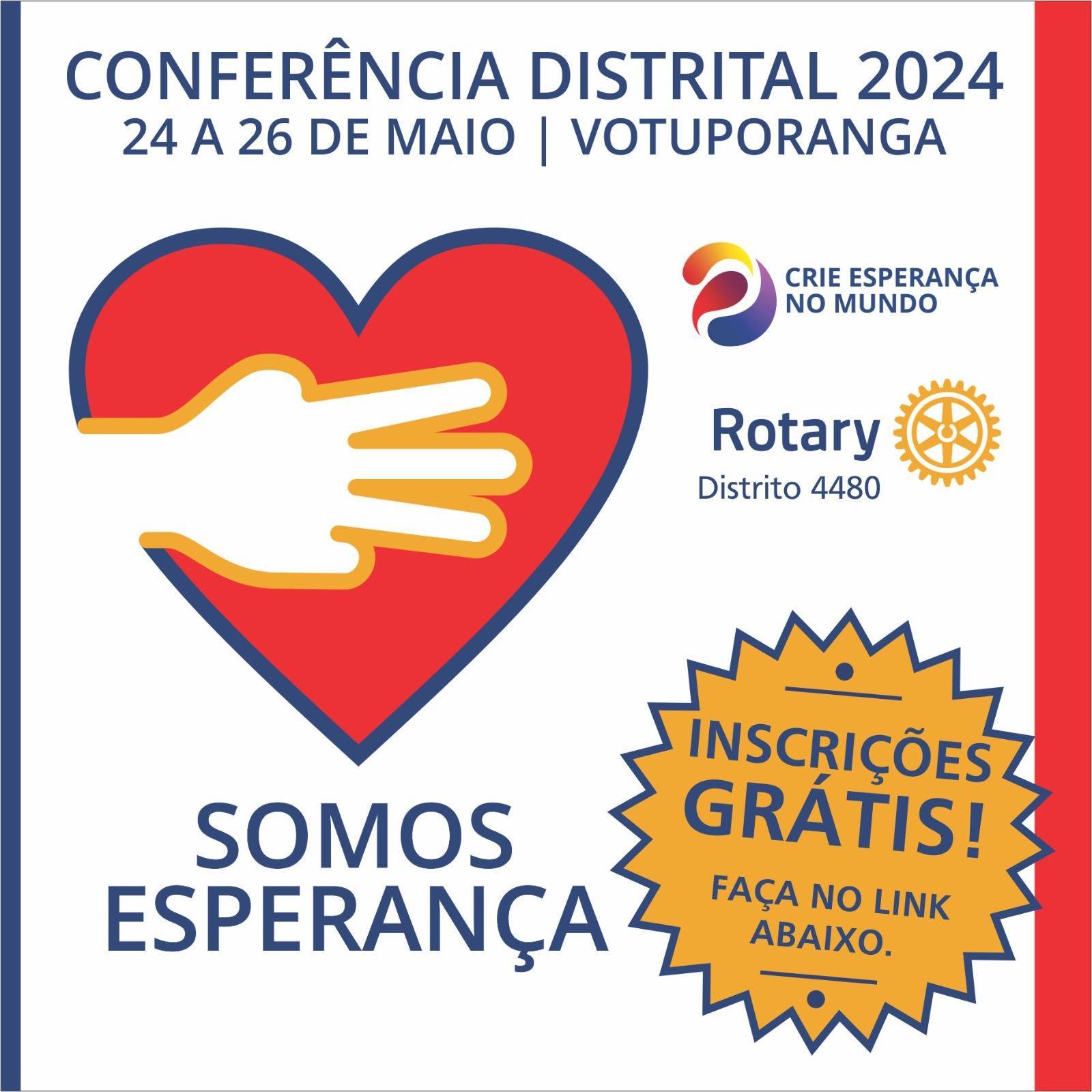 Inscrições abertas para a Conferência Distrital 2023-24 do Distrito 4480