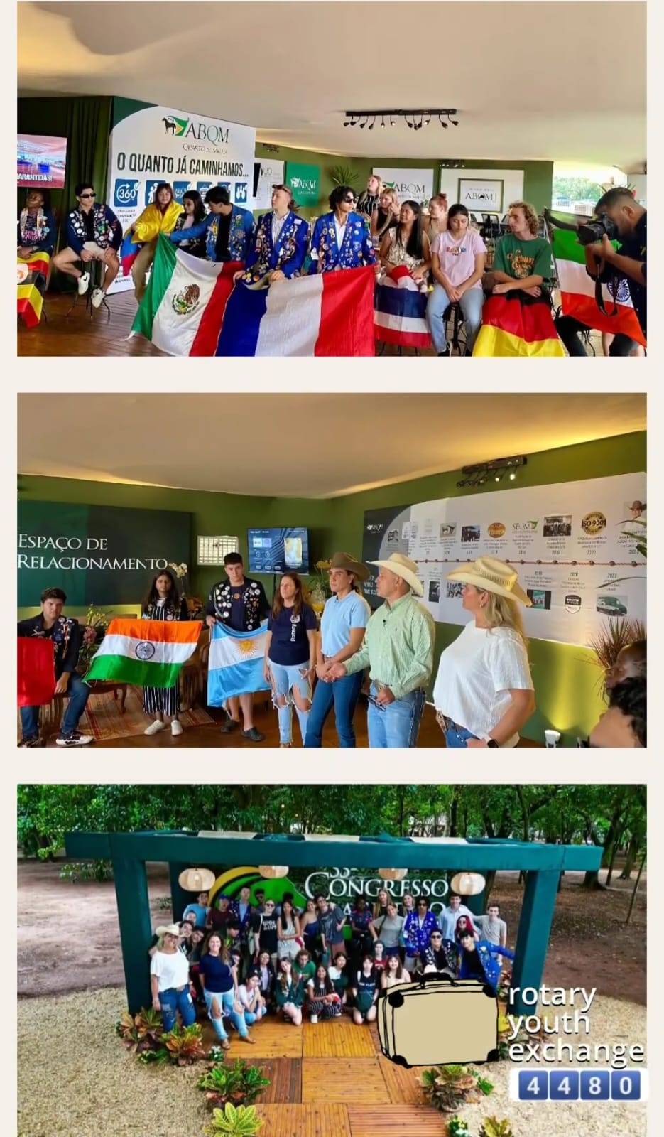 Intercambistas realizaram a clássica exposição das bandeiras