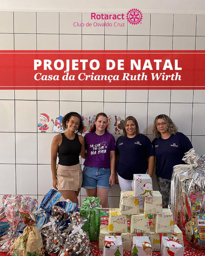 Rotaract Club de Osvaldo Cruz realiza projeto de Natal com piscina e presentes para crianças do lar Ruth Wirth 