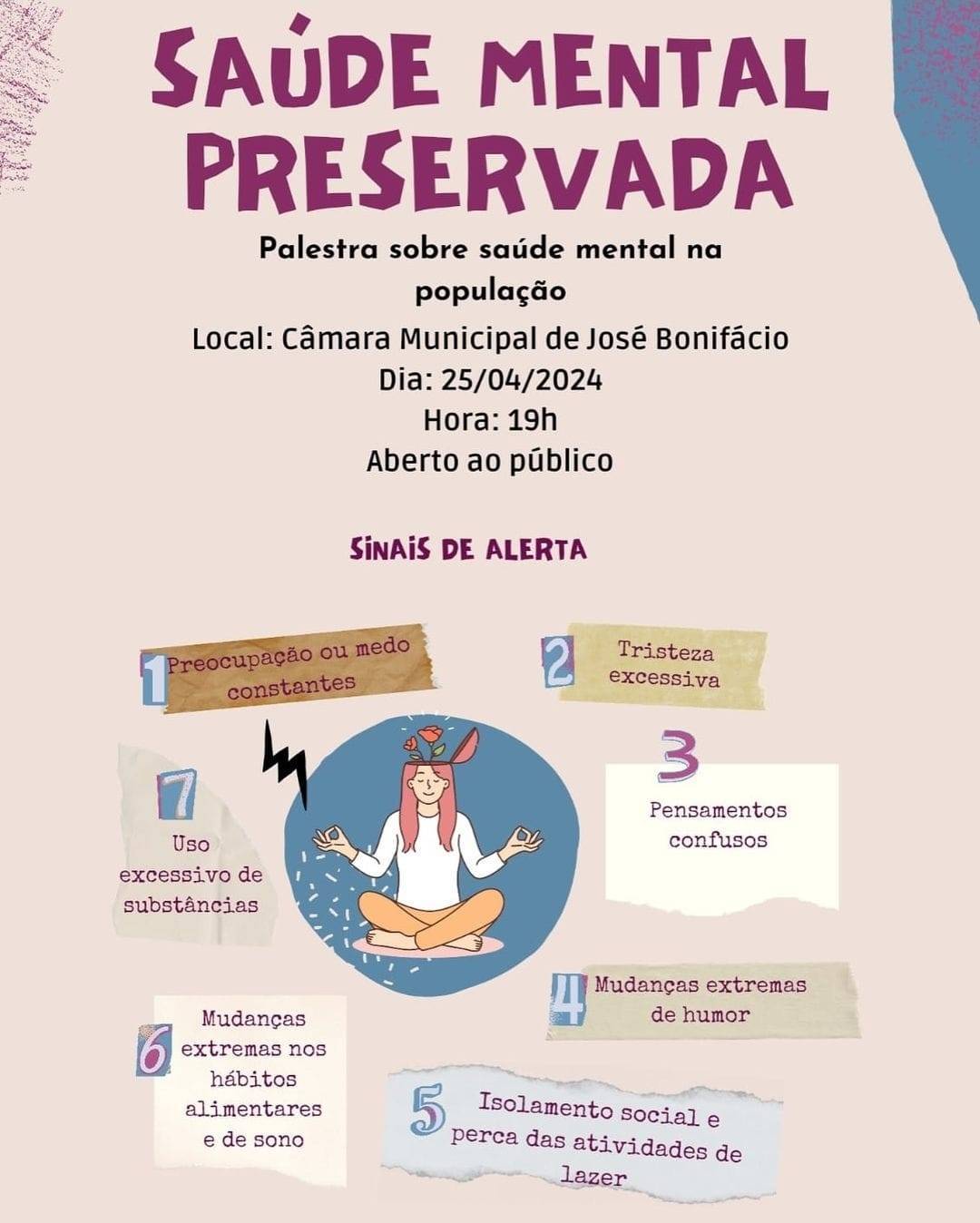 Convite Palestra "Saúde Mental Renovada" | Rotary Club de José Bonifácio