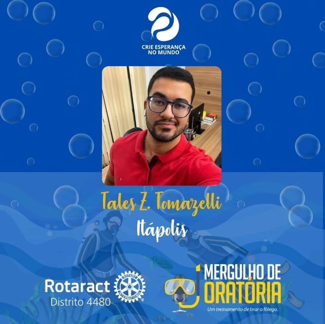 Tales Z. Tomazelli é o Representante do Mergulho de Oratória do Rotaract Club - Distrito 4480