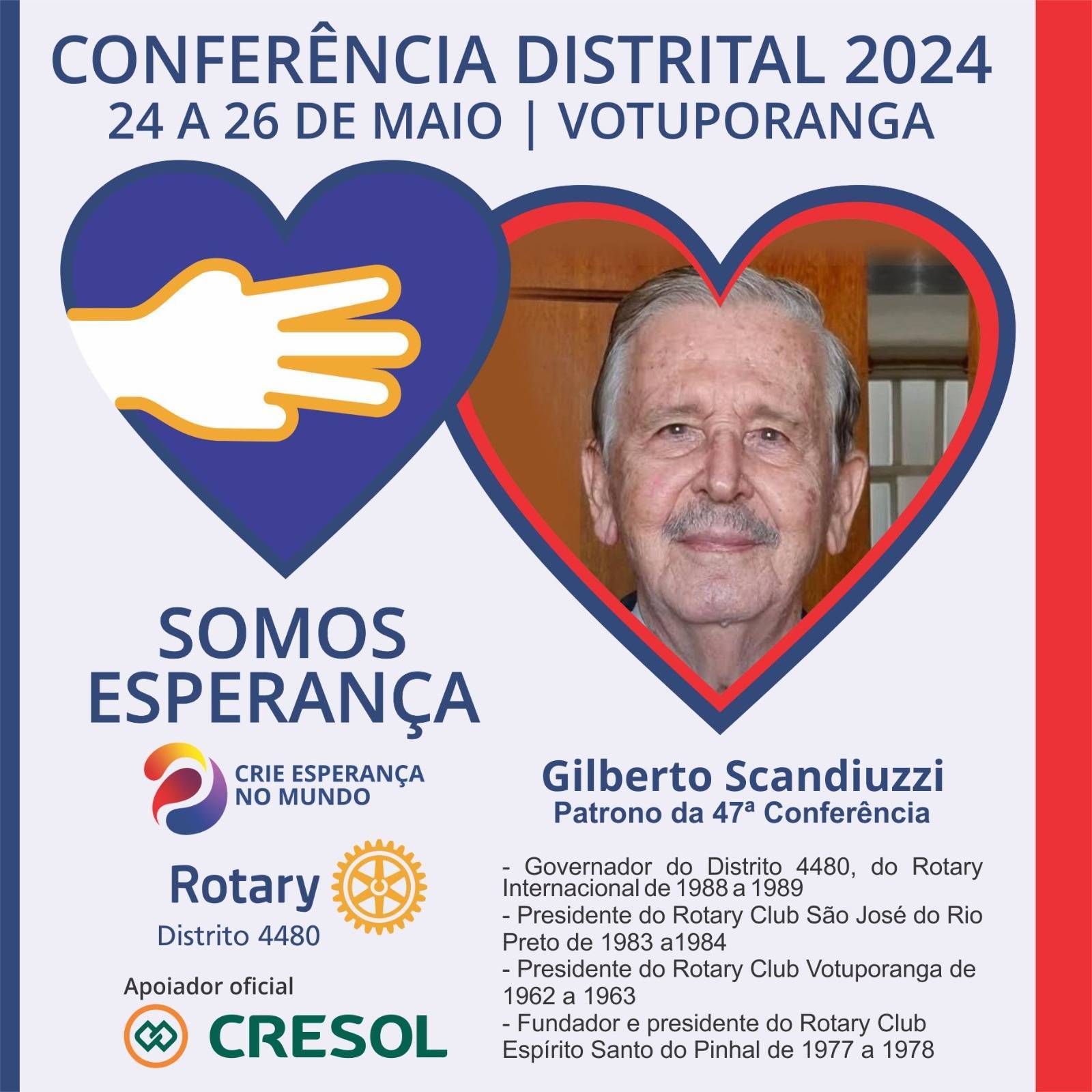 Gilberto Scandiuzzi é o Patrono da 47ª Conferência Distrital 4480