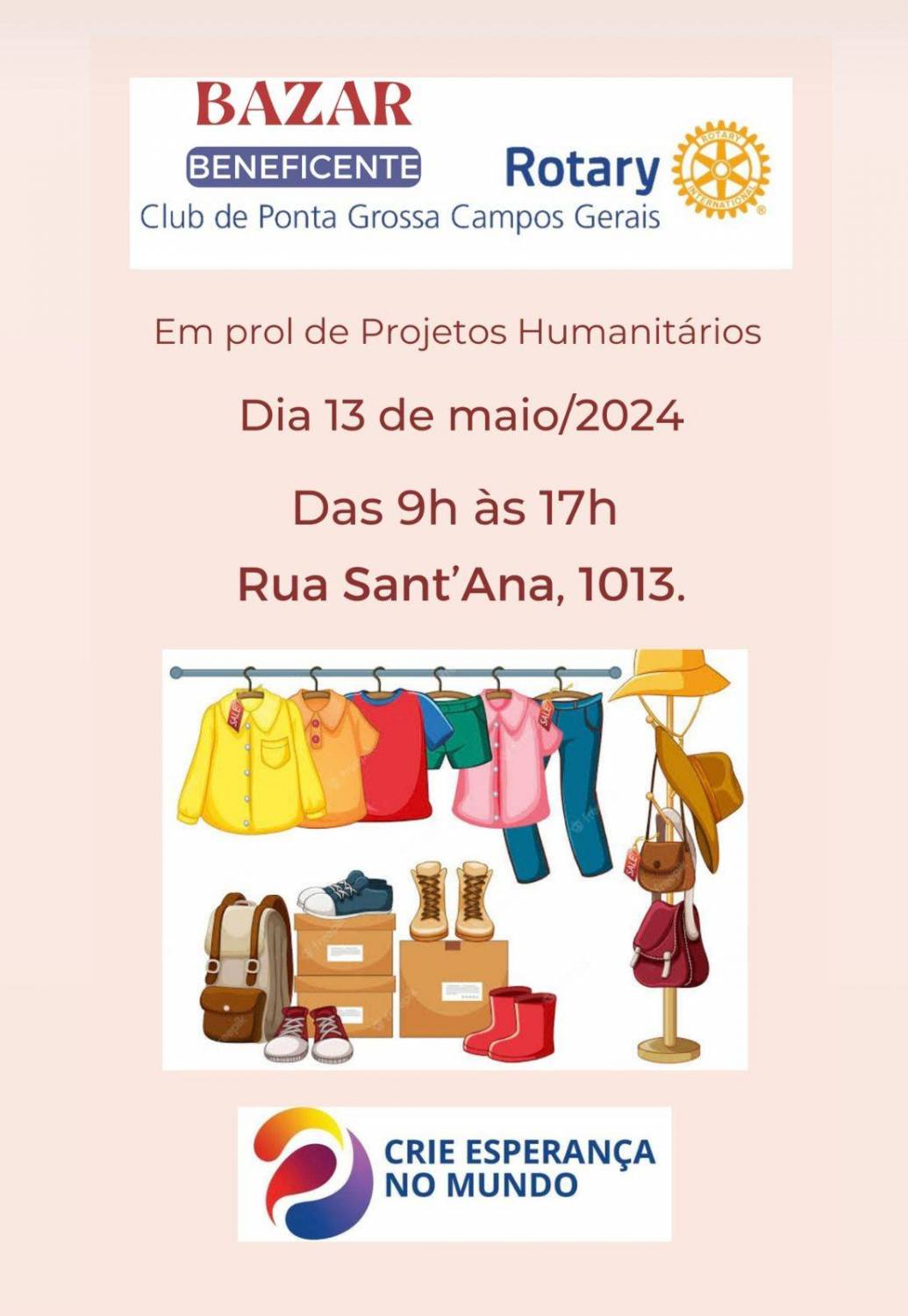 BAZAR BENEFICENTE EM PROL DE PROJETOS HUMANITÁRIOS