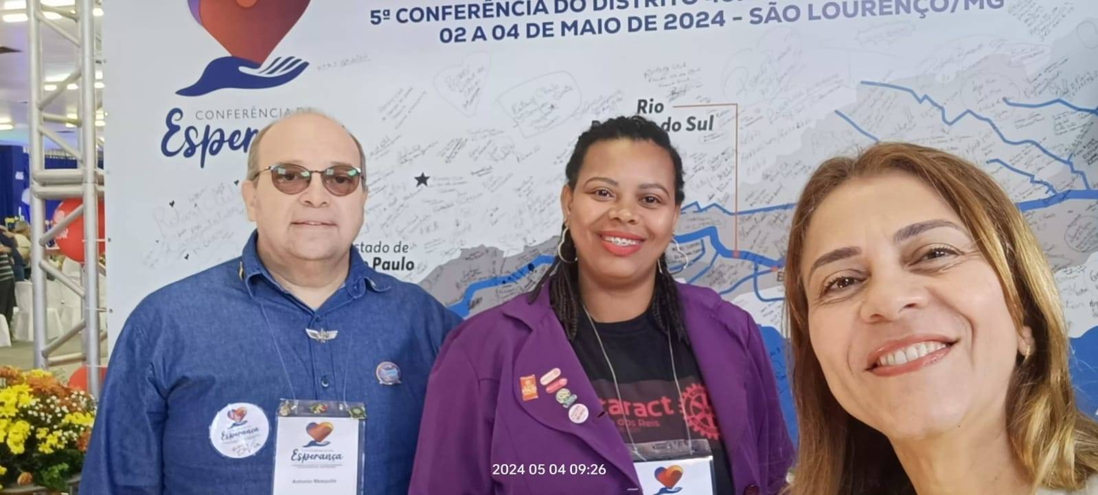 Co. Antônio Marques Mesquita, Diretor Distrital de Crises, Coa. Jucilene Silva, presidente do Rotaract de Angra dos Reis e Sônia Mesquita, presidente do Rotary Club de Angra dos Reis.