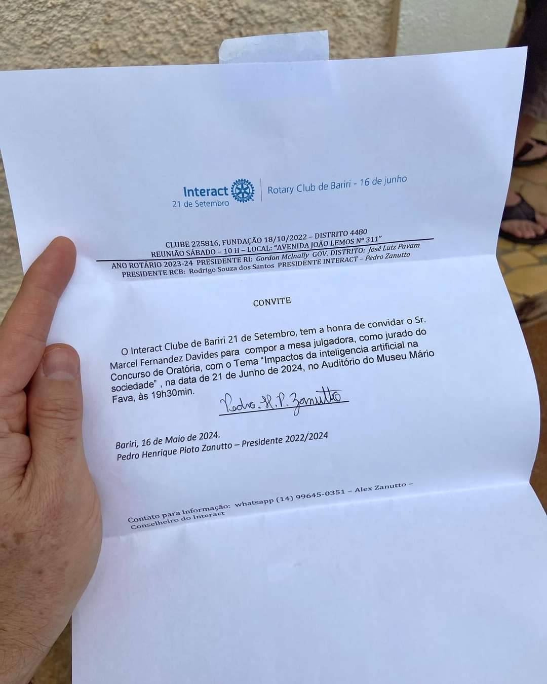 Convite do Interact 
