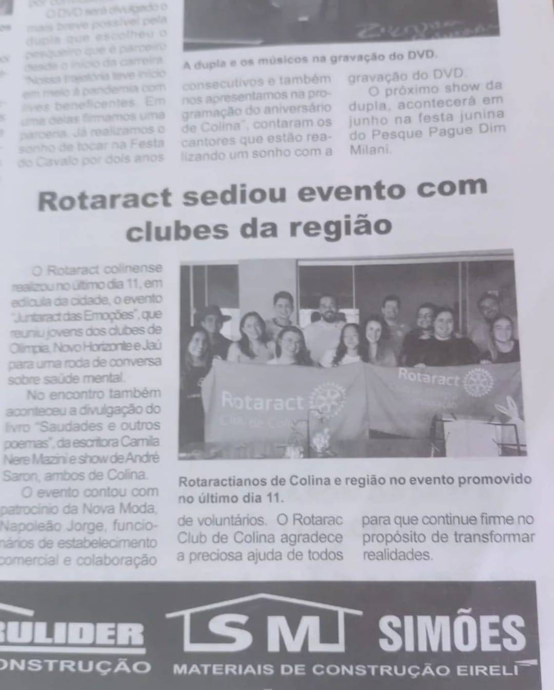 Rotaract de Colina Vira Notícia no Jornal da Cidade