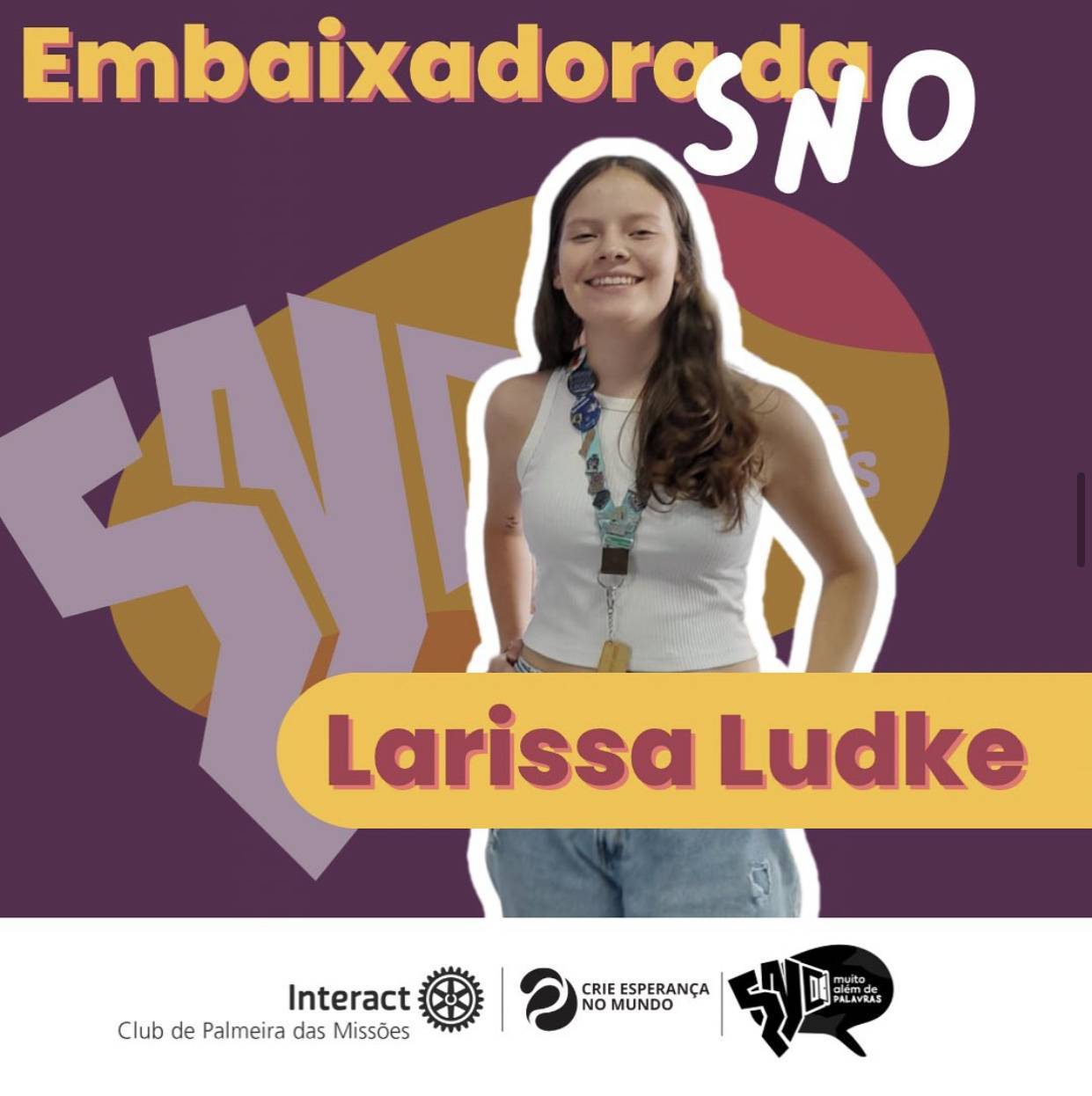 Semana Nacional de Oratória🎤  🎙️A Semana Nacional da Oratória (SNO), promovida pela Comissão Nacional de Oratória da MDIO Interact Brasil, tem o objetivo de ressaltar a importância da oratória em todo o país, ocorrendo de 15 a 19 de abril.   💬Com o tema “Muito Além de Palavras”, o evento busca explorar diversos aspectos da comunicação por meio de atividades realizadas nos clubes e distritos ao longo de cinco dias.  💛A escolha desse tema representa a transformação, esperança e diversidade de vozes no Brasil, incentivando a inspiração, conexão e expressão que ultrapassam as palavras.   O Interact Club de Palmeira das Missões escolheu a embaixadora da SNO e, por isso, decidiu que a companheira Larissa Ludke estará à frente desta semana cheia de desafios.  Fiquem ligados no feed que está por vim muita coisa legal…✨