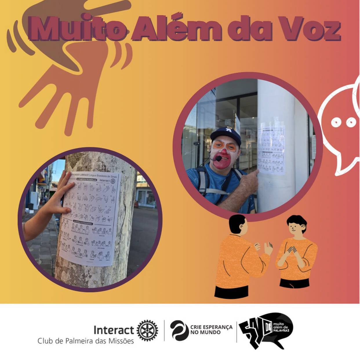 “Libras não é apenas uma língua, é sim um portal de comunicação, onde se ouve com os olhos,o que as mãos falam.”   No terceiro dia, o foco está na Língua Brasileira de Sinais (LIBRAS), destacando sua trajetória até o reconhecimento e refletindo sobre a verdadeira inclusão na Família Rotária. 👋  Com isso, o Interact Club de Palmeira das Missões saiu às ruas espalhando cartazes da Língua de Sinais com frases do nosso cotidiano. Também perguntamos às pessoas se elas sabiam ou conheciam alguém que falava em LIBRAS. ✌️📰  Foi um projeto de extrema importância para nós da família rotária e para a comunidade.💜
