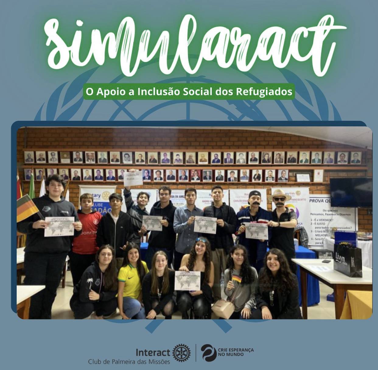 🗣️No dia 4 de maio ocorreu o primeiro simularact da gestão 23/24 com o tema “O Apoio a Inclusão Social dos Refugiados”!   Com os seguintes ganhadores:  👕Melhor traje: Colômbia 🇨🇴 @luis_h11 @j.vsanto  🗣️ Pais destaque: irã 🇮🇷 @rafaelcervi_ @j.arthur07   Parabéns aos vencedores 👏👏💜