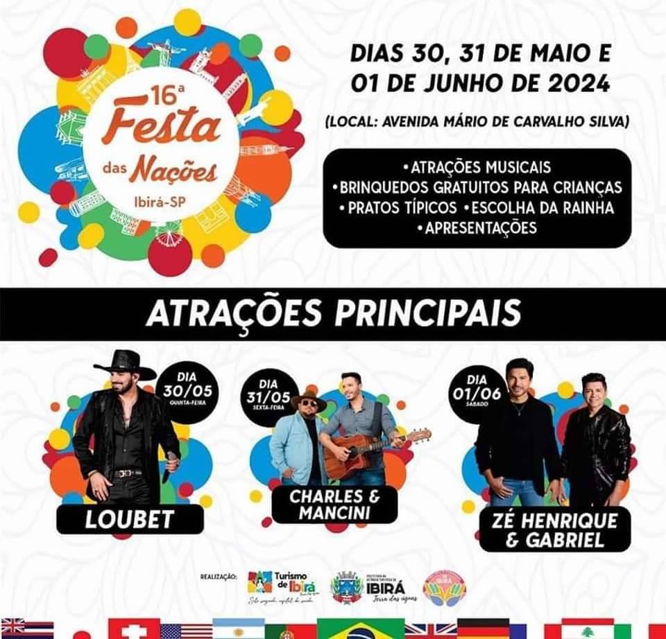 O Rotary Club de Ibirá estará presente na 16° Festa das Nações de Ibirá, com as Barracas Inglesa e Havaiana.