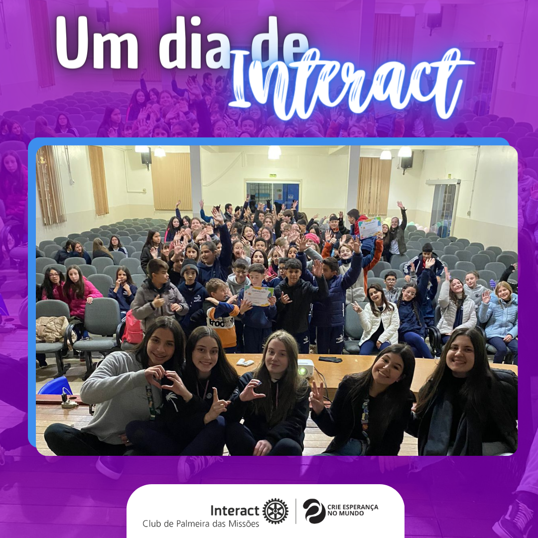 🌐 "Um Dia de Interact":  💜No dia 28/05, o Interact Club de Palmeira das Missões compartilhou muita energia positiva e informações sobre o Interact com as turmas do 6° e 7° ano do Colégio Estadual Três Mártires, durante o projeto de Imagem Pública: "Um Dia de Interact".  🎤Após uma breve palestra e apresentação de slides, realizamos dinâmicas interativas com os estudantes, similares às nossas atividades no Interact.   ✨Além dessas atividades, convidamos os interessados a ingressar no clube em uma próxima oportunidade. Foi incrível testemunhar a empolgação e o engajamento de todos, inspirando uma nova geração a se juntar à família rotária!  Agradecemos ao @colegiotresmartires pela recepção calorosa e pelo espaço cedido!
