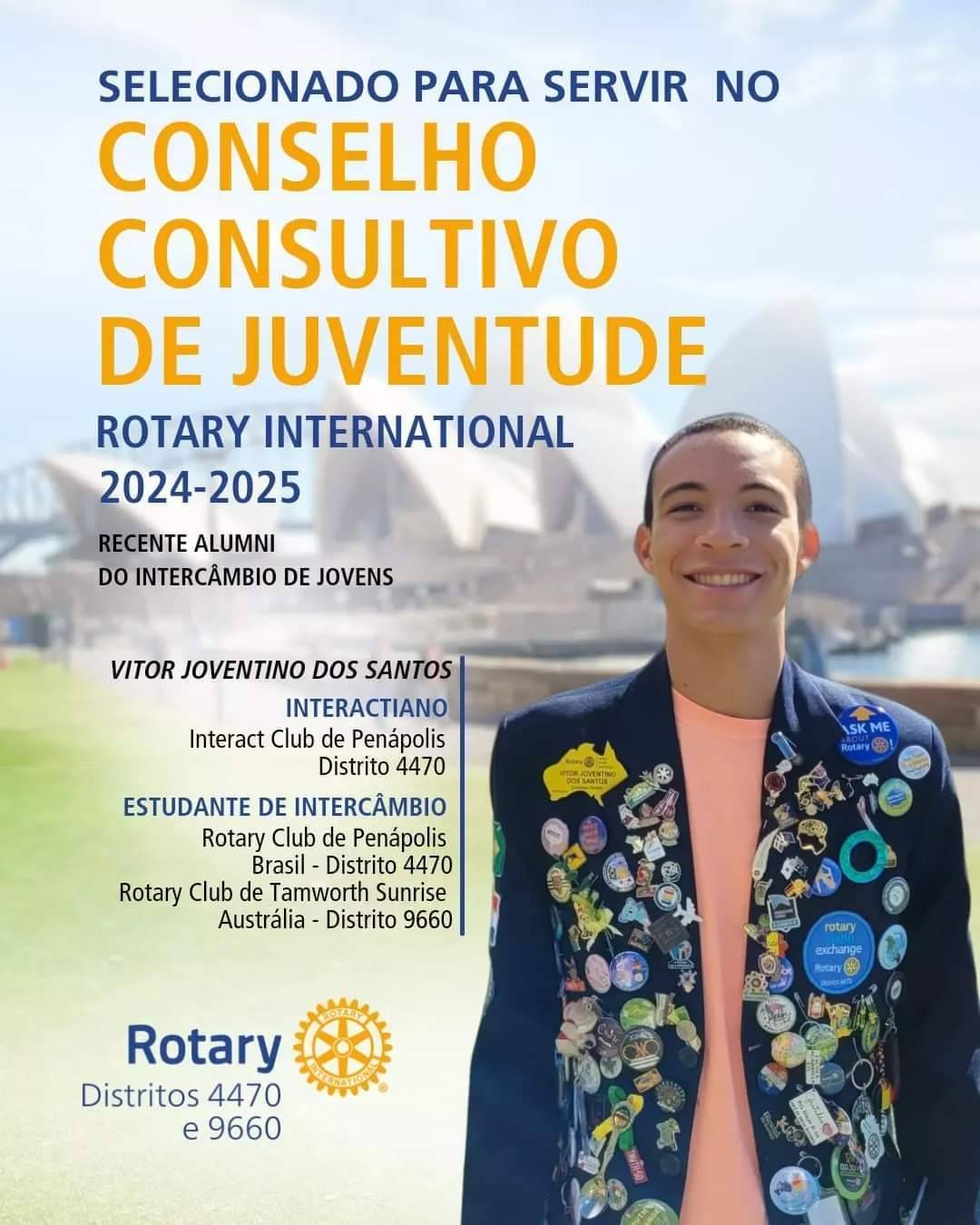 Brasileiro é selecionado para servir ao Conselho Consultivo de Juventude do Rotary International em 2024-25