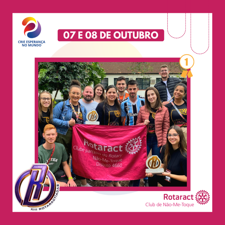 No último final de semana (07 e 08 de outubro), estivemos marcando presença na XIII ROTARACTIADAS, do Distrito 4660, na cidade de Três de Maio - RS. 💪🏽🚀  O evento foi organizado com maestria e sucesso pelo @rotaract_tm 💖🤝🏼. Tendo como intuito fortalecer os laços entre clubes e companheiros, com jogos (vôlei, futsal, truco, uno, tiro 48, corrida de saco, corrida de colher...) além de show de talentos. 👏🏼  Com muita alegria e entusiasmo, trouxemos para o Rotaract Club de Não-Me-Toque dois troféus, sendo eles, Campeão da Bocha -Tiro 48, e Campeão da Corrida de saco feminina. 💪🏽💖  Parabenizamos a organização do evento, que foi impecável em cada detalhe, assim como a representação distrital. Deixamos nosso afeto à todos os companheiros participantes. Já estamos com saudades da empolgação de todos.🥺💖⚙️