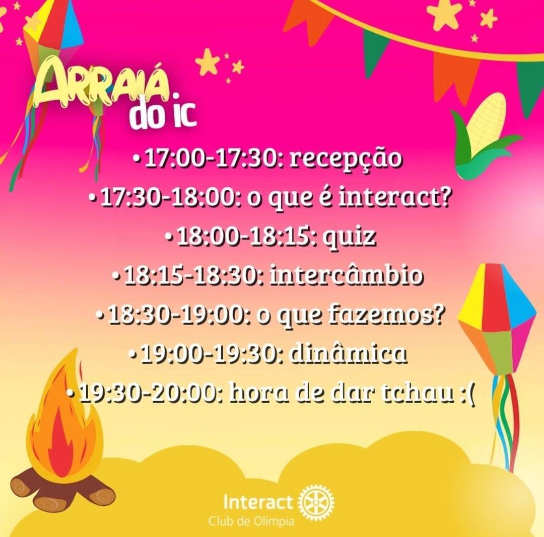CRONOGRAMA DO ARRAIÁ DO INTERACT CLUB DE OLÍMPIA