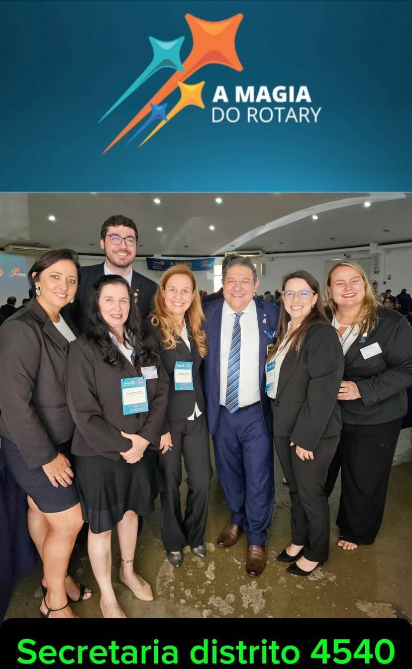 governador eleito José Roberto Malfará, com sua equipe de Secretaria, dando as boas vindas aos companheiros rotários no Seminário de Capacitação da Fundação Rotária, gestão 2024-25