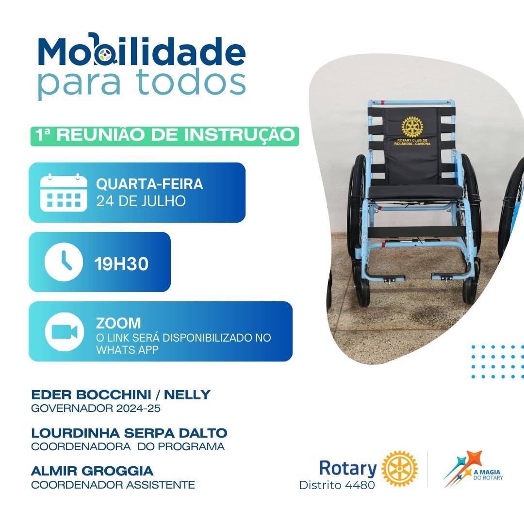 Agendada a Reunião de Treinamento do Programa Mobilidade Para Todos