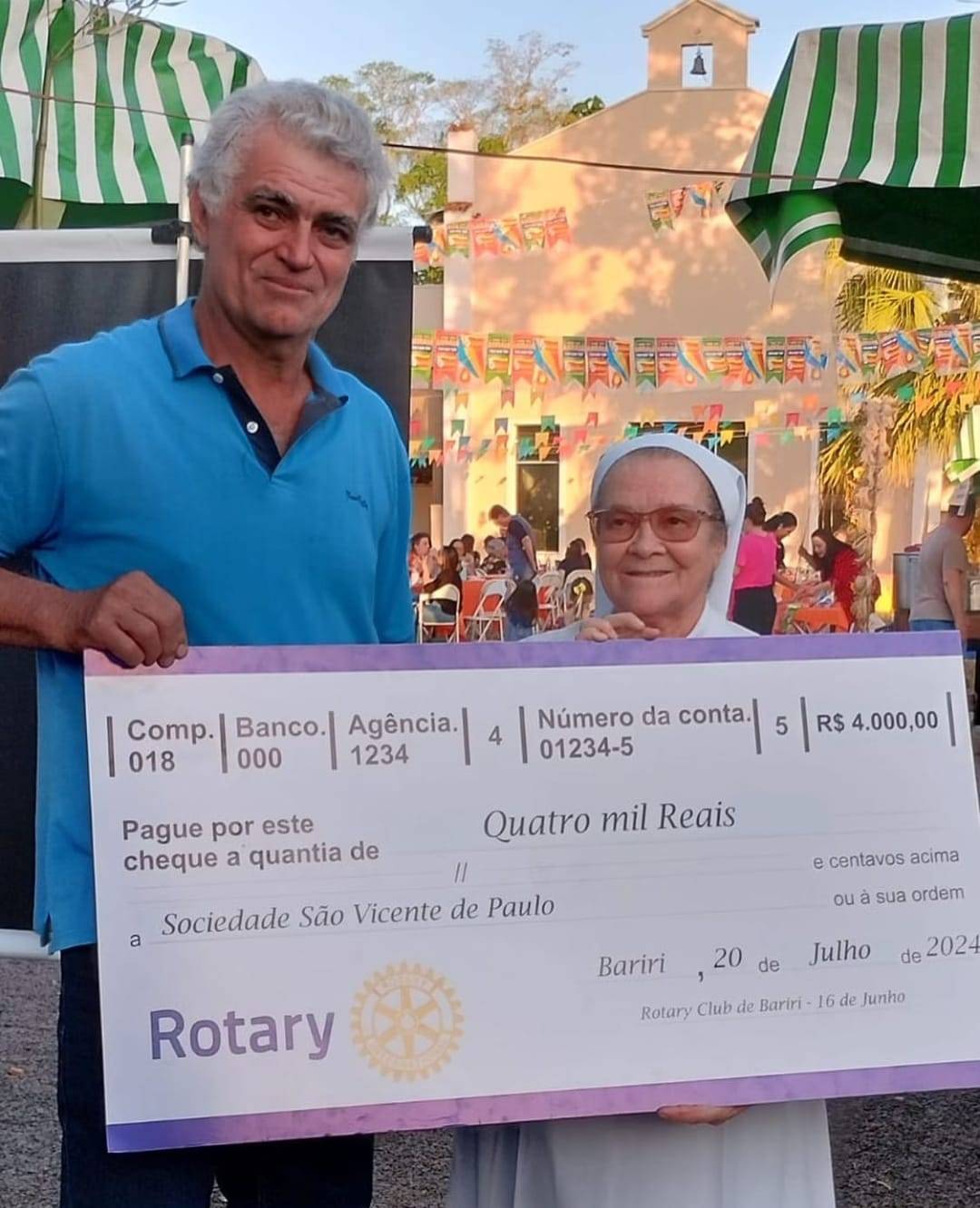 Rotary Club de Bariri - 16 de Junho efetua doação ao Lar São Vicente de Paulo