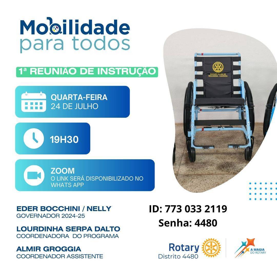 Acontece Dia 24 de Julho Palestra Sobre o Programa Mobilidade Para Todos