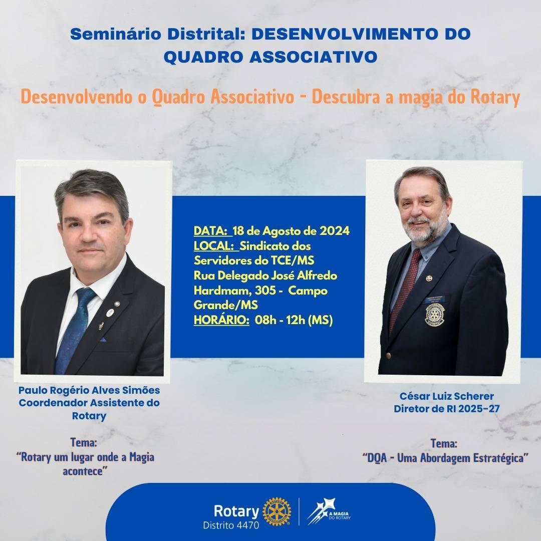 Seminário Distrital de Desenvolvimento do Quadro Associativo - ano rotário 2024-25.