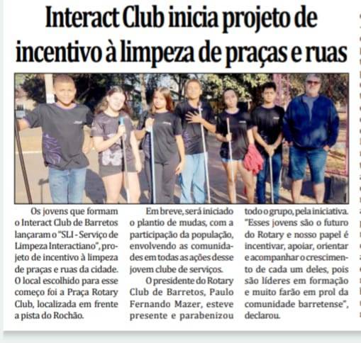 Interact Club de Barretos é Notícia nas Mídias da Cidade, no Jornal de Barretos