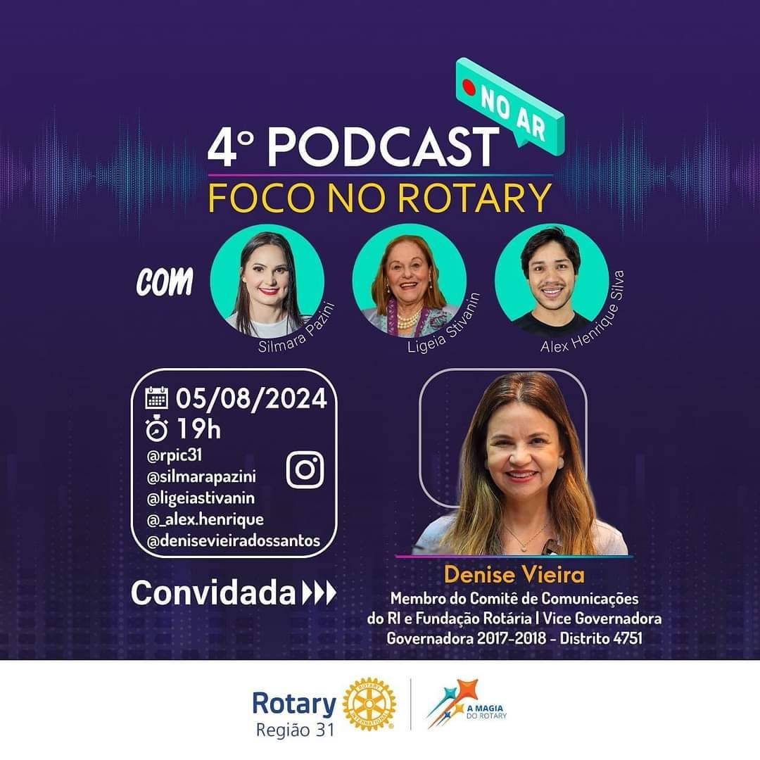 Coordenação da Imagem Pública da Região 31 Convida para Podcast Foco no Rotary 