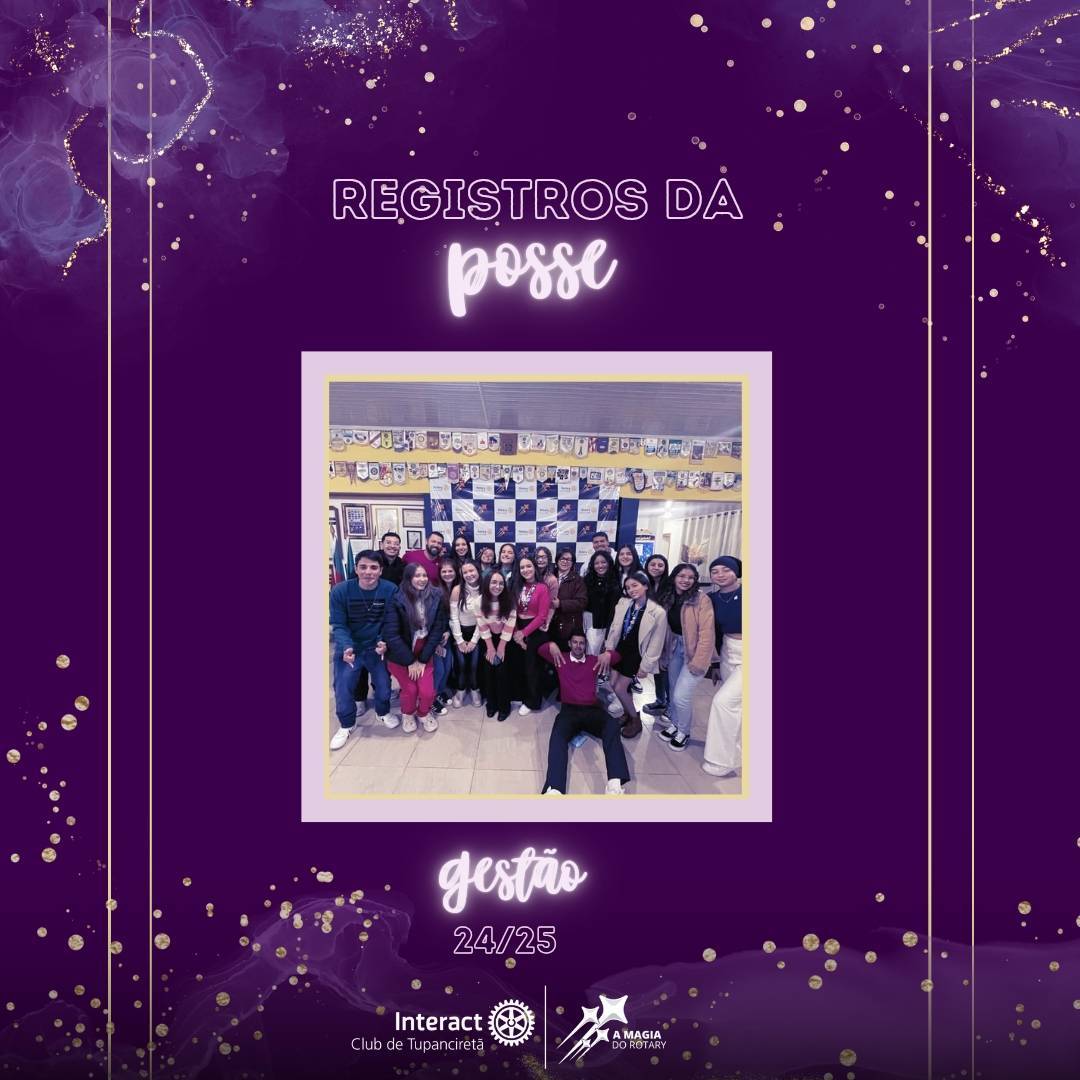 A roda girou e uma gestão iniciou! No dia 4 de julho aconteceu a posse da nova gestão 2024-2025 sobre o lema a magia do Rotary.  Um novo capítulo se inicia, principalmente para os que estão saindo, foi uma gestão incrível ao lado de vocês, abraços, risadas, brincadeiras e projetos feitos com muita dedicação e amor. O nosso agradecimento a vocês que tornaram possível essa gestão de espalhar a esperança no mundo.  Que a magia do Rotary esteja no coração de cada um dos interactianos, que seja uma gestão deslumbrante e cheia de sucesso para todos! 🪄  Agradecemos também presença dos Rotary e Rotaract Clubes que estiveram presentes nesse momento tão importante e especial para nós interactianos!   Com carinho, Interact Club de Tupanciretã!🩵