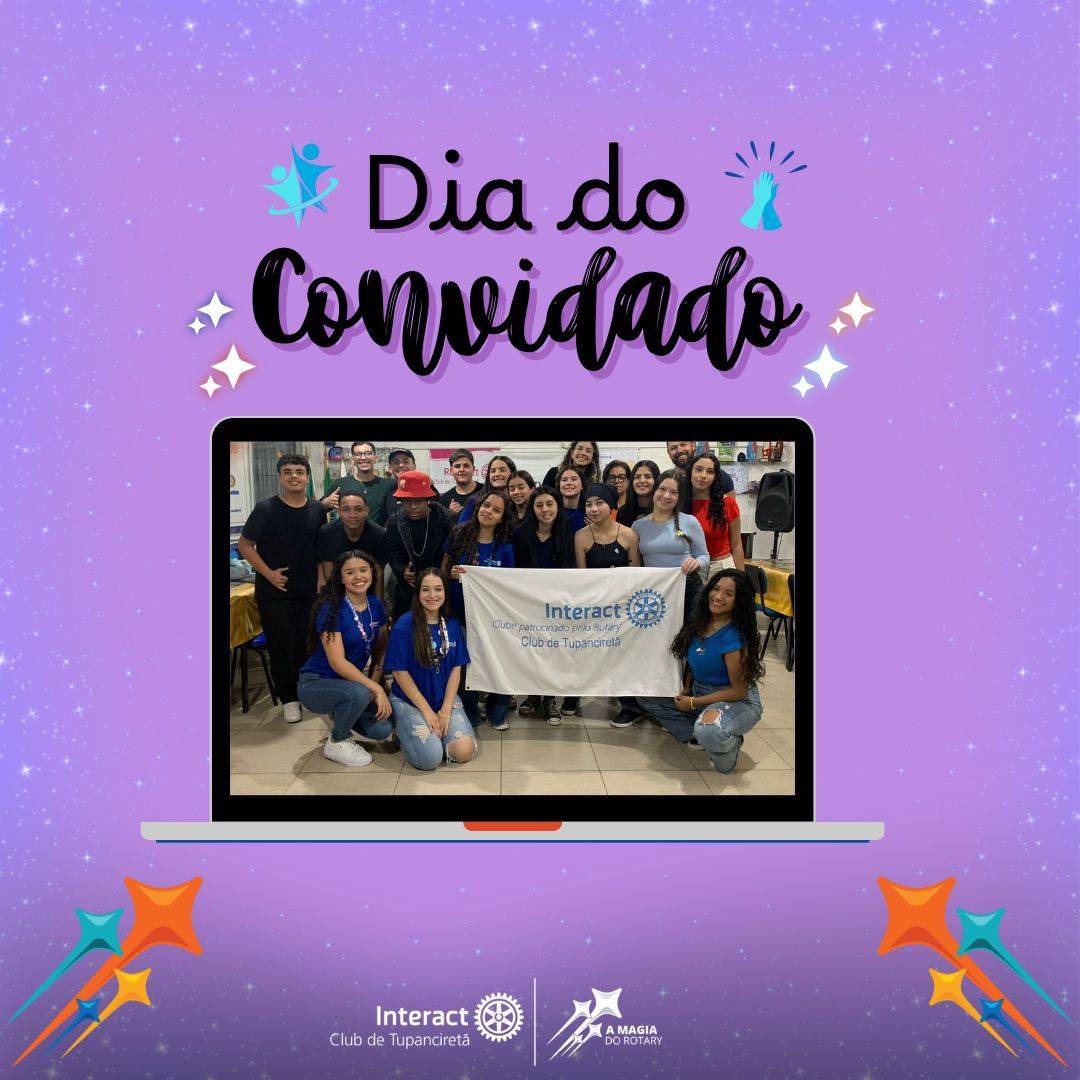 Dia do convidado! 🤞🏼💜   No dia 01/08 tivemos o primeiro dia do convidado da gestão 24-25, sob o lema "A magia do Rotary" 🪄   Nele teve a apresentação de cada cargo, explicando o que faz dentro do clube. Após isso, a presidente Eduarda Ceolin explicou sobre o que é o Interact, e o que devemos fazer dentro dele.   E para encerrar, teve uma dinâmica que contou como projeto para os seguintes cargos como Protocolo, DQA e Integração. No qual, os convidados participaram, com o objetivo de treinar a Oratória e para o companheirismo e amor dentro do clube.   Com carinho, Interact Club de Tupanciretã!🩵 