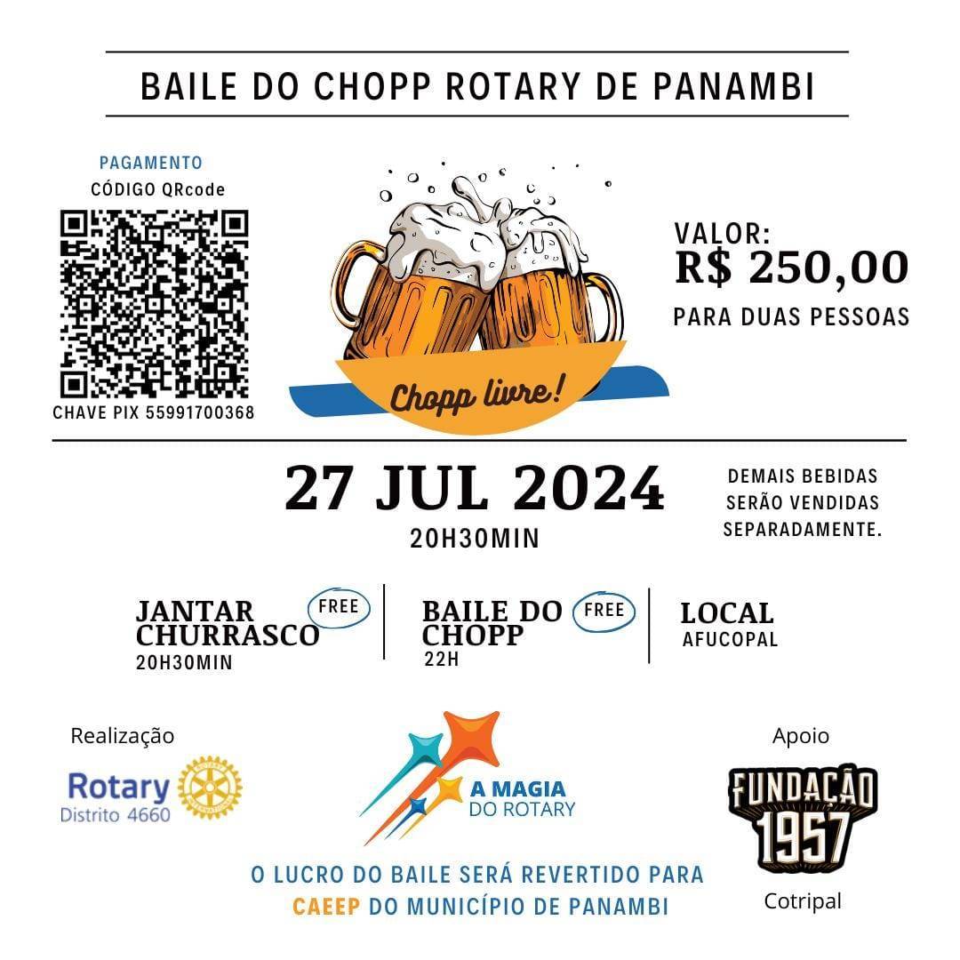 Ingresso do 2º Baile de Chopp da Família Rotária