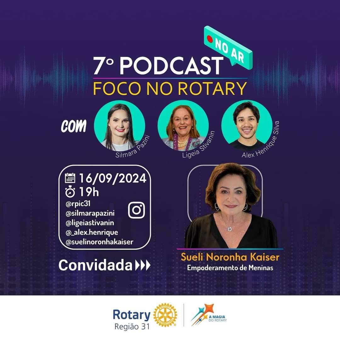 Coordenação Regional de Imagem Pública da Região 31 Convida Para o 7º Episódio do PODCAST FOCO no ROTARY da gestão 2024-25