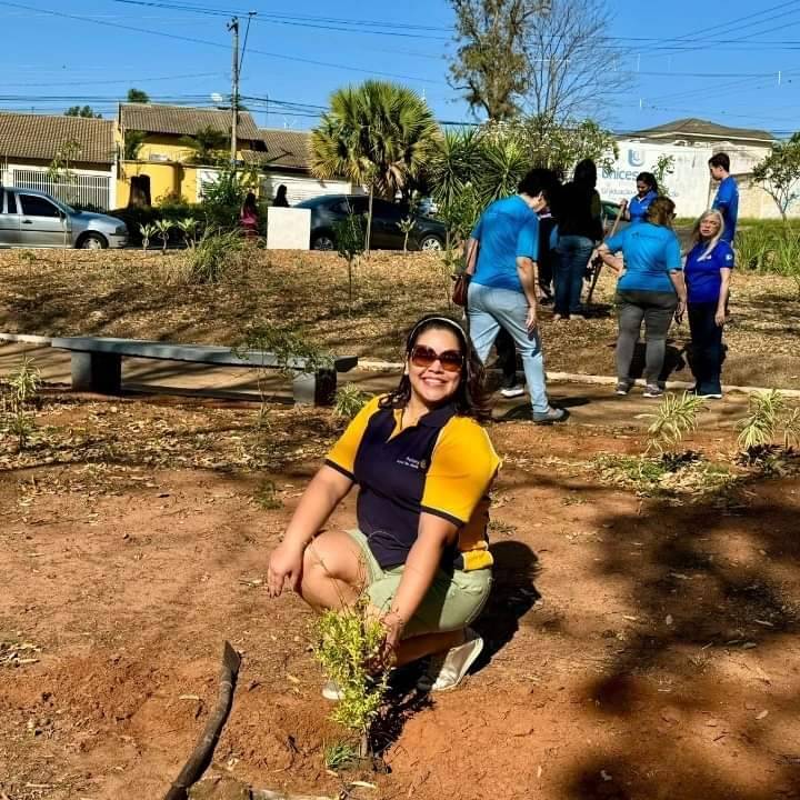 Rotary Club de Lins - Norte Comemora Dia da Árvore Plantando Mudas Frutíferas em Praça Pública