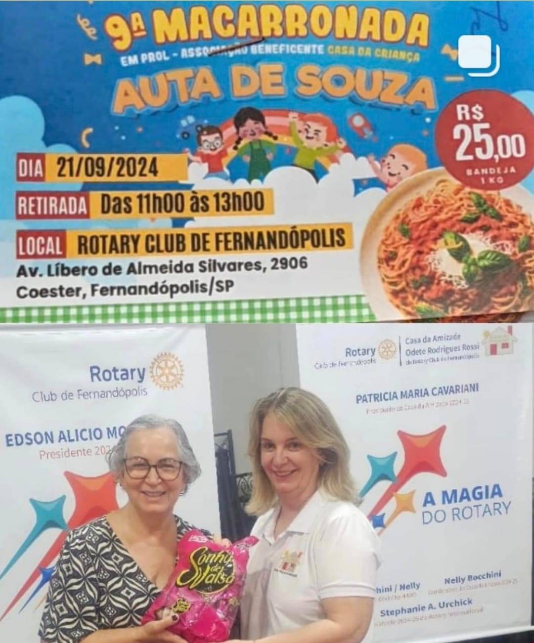 Casa da Amizade de Fernandópolis Realizou a 9ª Macarronada da Associação Beneficente Casa da Criança