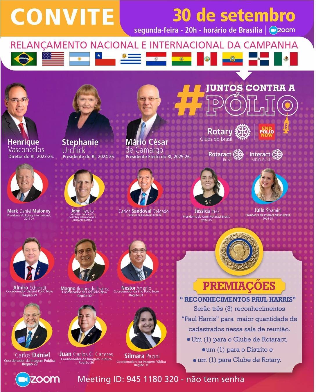 Dia 30 de Setembro Acontece o Relançamento Nacional e Internacional da Campanha Para Eliminação da Pólio no Mundo