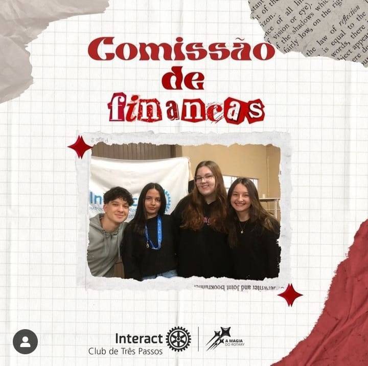 Comissão de finanças💰  No sábado, dia 27/07, foi realizada a divulgação da comissão de finanças, que irá perdurar pelo restante da gestão!!  Agora em nossa comissão temos os novos integrantes Carolina Padilha e Arthur Hoff!! Estamos muito felizes de termos vocês para ajudar o clube!  “Transparência e responsabilidade são fundamentais! Hoje, destacamos o trabalho da nossa Comissão de Finanças, que se dedica a garantir a boa gestão dos recursos e a promover um futuro financeiro sustentável. Juntos, construindo um caminho sólido para todos!”  Com carinho, Interact Club de Três Passos! ❤️  #paratodosverem: Este post possui legenda alternativa para promover a inclusão social, para ter acesso a esta legenda basta você ativar as funções de acessibilidade em seu celular.  #distrito4660 #interactbrasil #interacttpfazadiferença #interacttp #interact