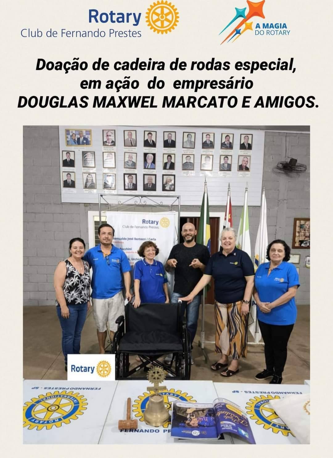 Rotary Club de Fernando Prestes Recebe Doação de Uma Cadeira de Rodas