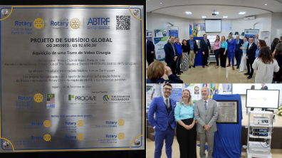 Companheiros André Severo, Celso Camargo Campos e Elisabete Estela Mysko prestigiando a entrega do projeto. 