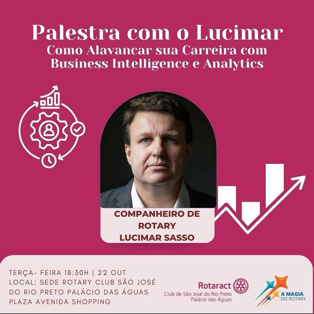 Rotaract Club de São José do Rio Preto - Palácio das Águas Convida Para Palestra Sobre Como alavancar sua Carreira com Business Intteligence Analytics