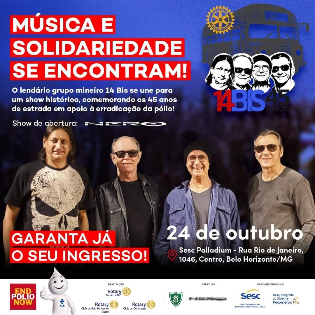 Grupo 14 Bis Convida para Show em Belo Horizonte no Dia 24 de outubro em Prol da Montagem de um Ônibus de Vacinação que Percorrerá o Brasil
