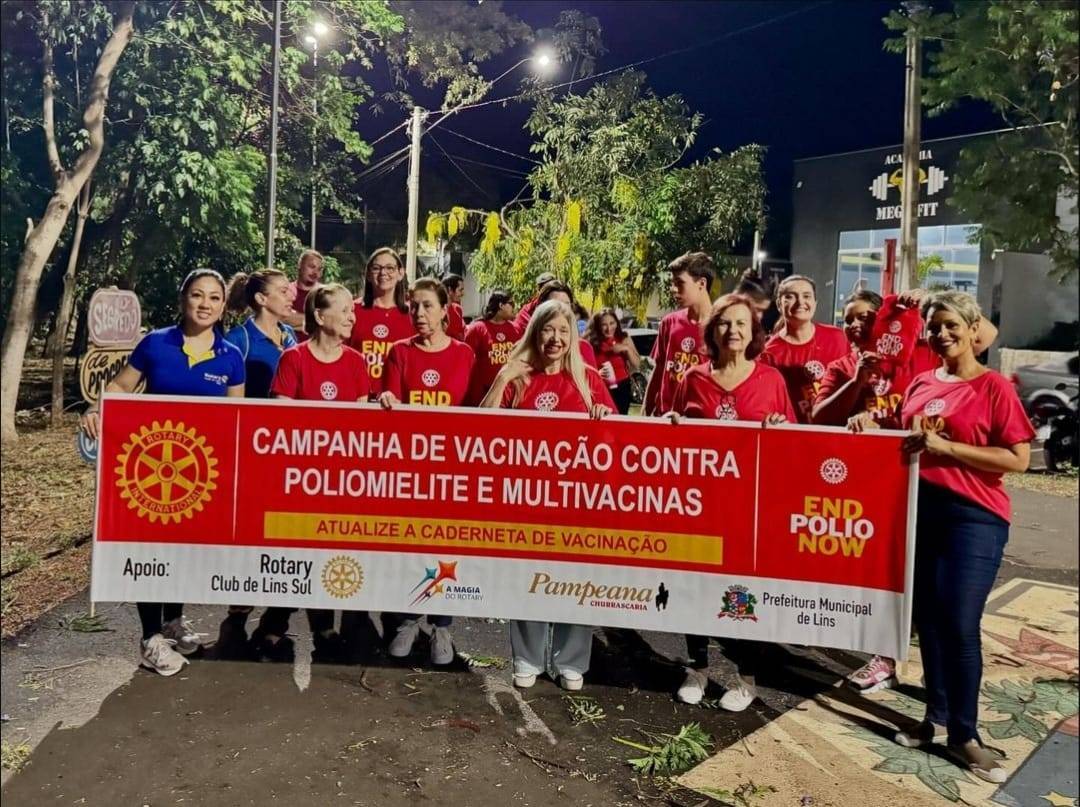 Rotary Club de Lins - Sul - Rotary Club de Lins - Norte e o Rotaract de Lins realizaram uma caminhada contra a poliomielite