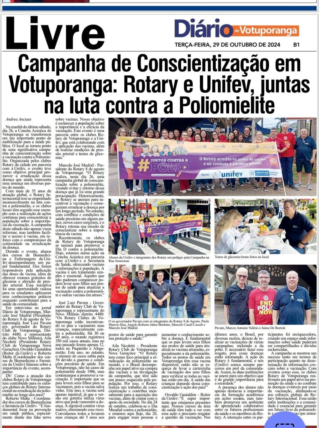 Rotary Clubs de Votuporanga é destaque na imprensa local - Diário de Votuporanga