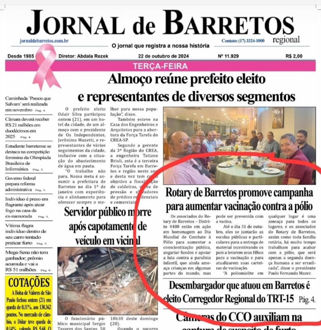 Rotary Club de Barretos é Destaque na Rádio e Jornal de Barretos