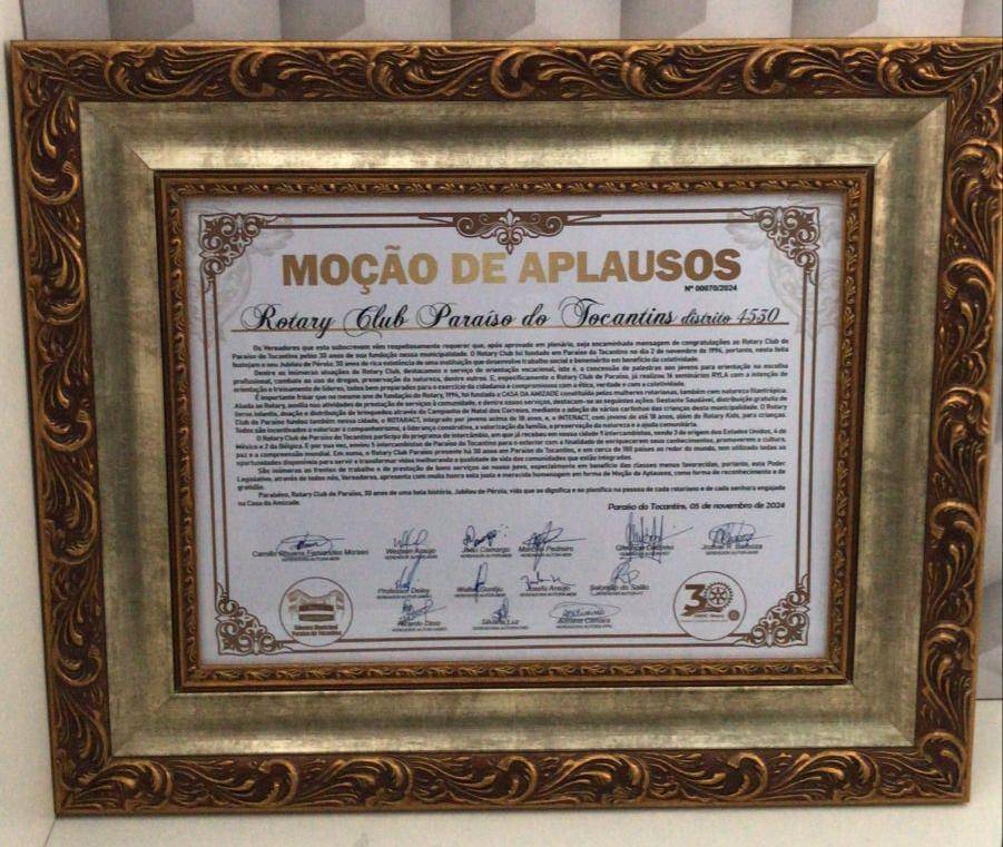 Sessão Solene em Comemoração aos 30 Anos do  Rotary Club de Paraíso do Tocantins