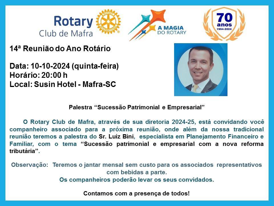 Convite da reunião com palestra