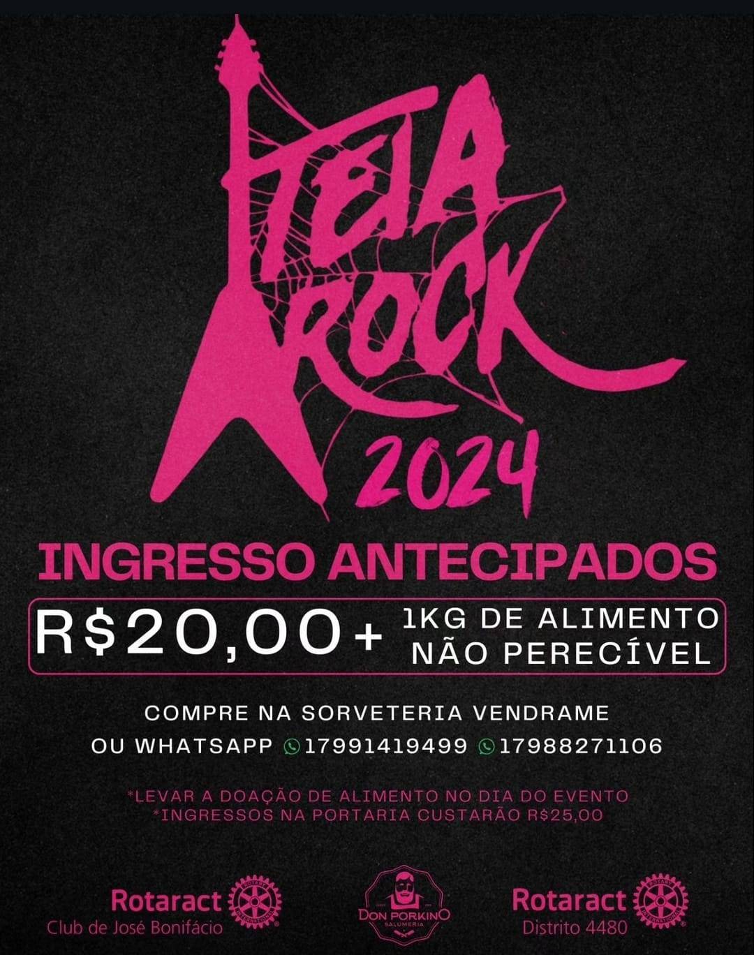 Rotaract Club de José Bonifácio Está com Ingressos Disponíveis Para o Teia Rock 2024
