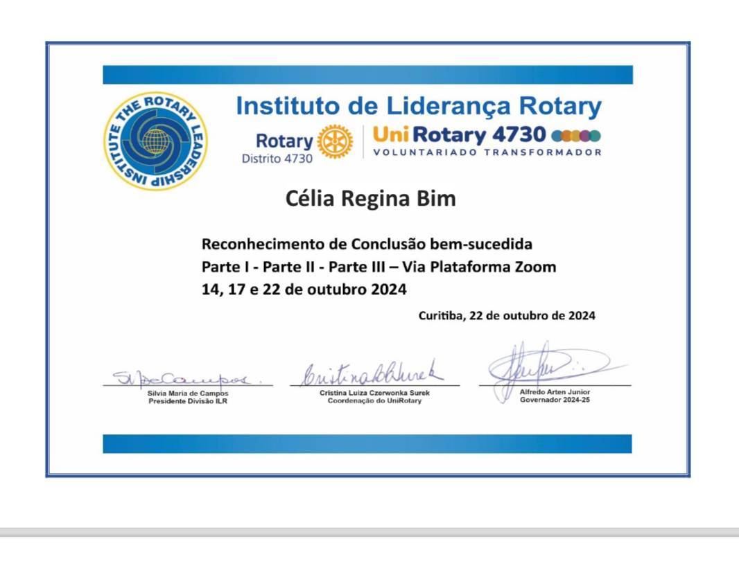 CERTIFICADO DA PRESIDENTE 24/25, CÉLIA REGINA BIM