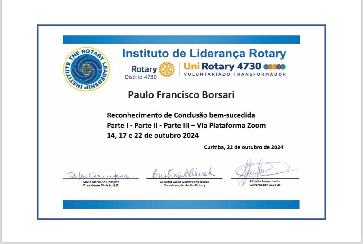 CERTIFICADO DO COMPANHEIRO PAULO BORSARI