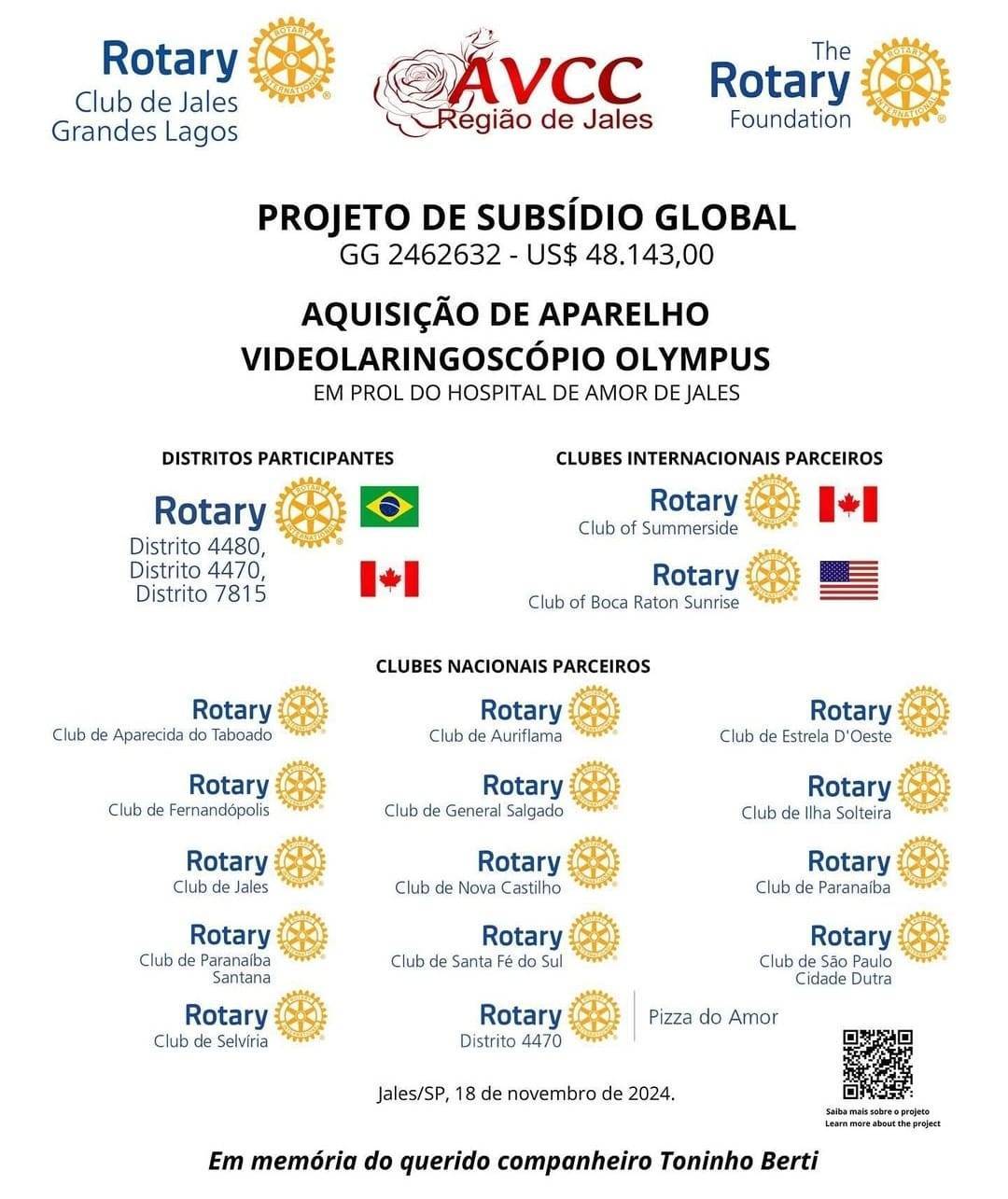 Rotary Club de Jales - Grandes Lagos conclui Projeto de Subsídio Global